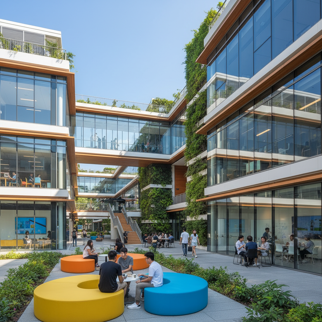 Study in Singapore - SUTD innovative campus with collaborative learning spaces in Changi for Indian students in technology and design