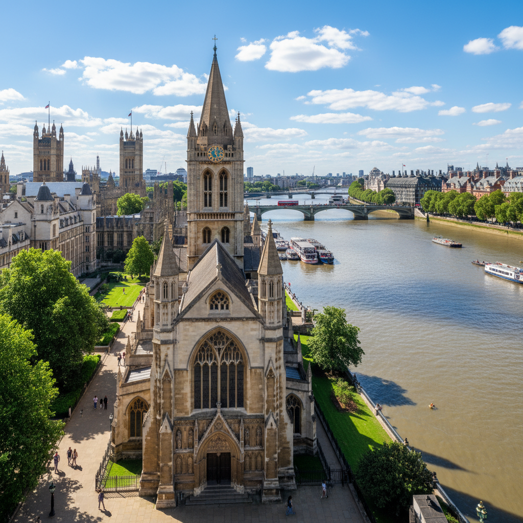 Study in UK - King's College London riverside campus with Thames views and historic chapel in central London for Indian students